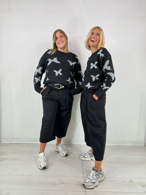 Maglione Farfalle Nero