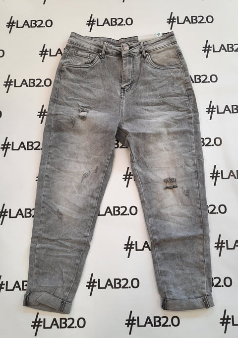 Jeans grigio delavè strappetti
