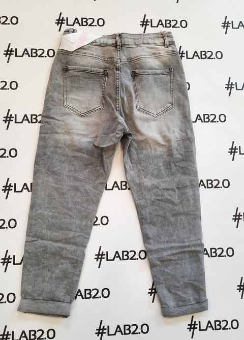 Jeans grigio delavè strappetti