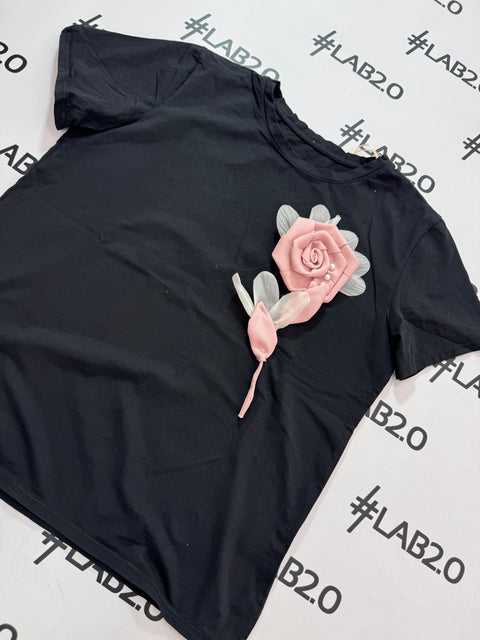 T-shirt Isotta Nero Rosa