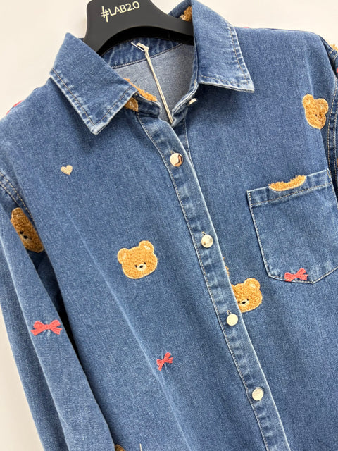 Camicia Lovely Bear Blu
