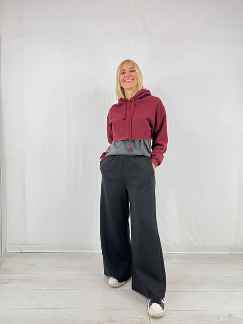 Felpa Crop Bordeaux