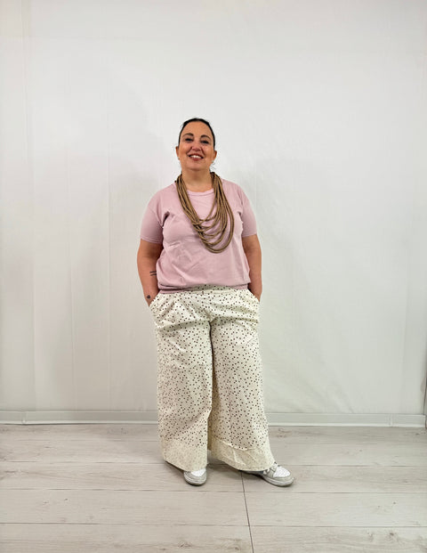 Pantalone Mini Pois Panna