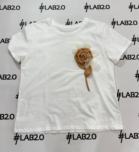 T-shirt Isotta Bianco Camel