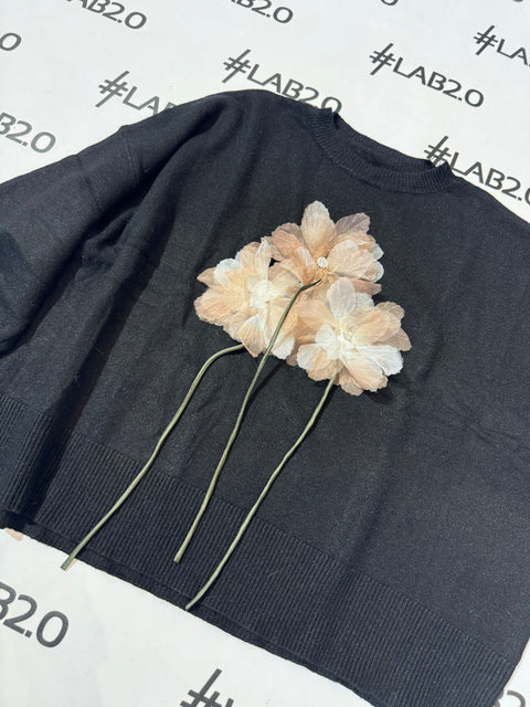 Maglione Flowers Nero