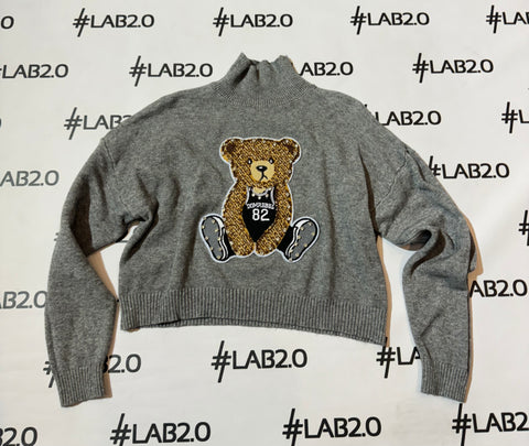 Maglioncino Crop Bear Grigio