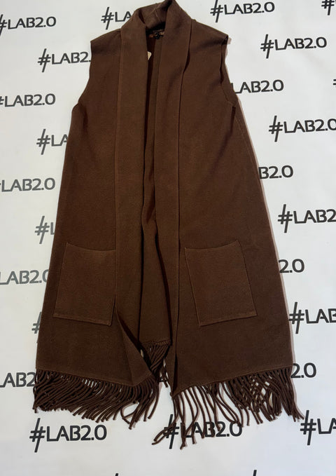 Gilet Fringe Marrone