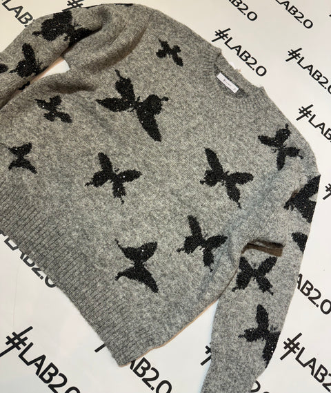 Maglione Farfalle Grigio