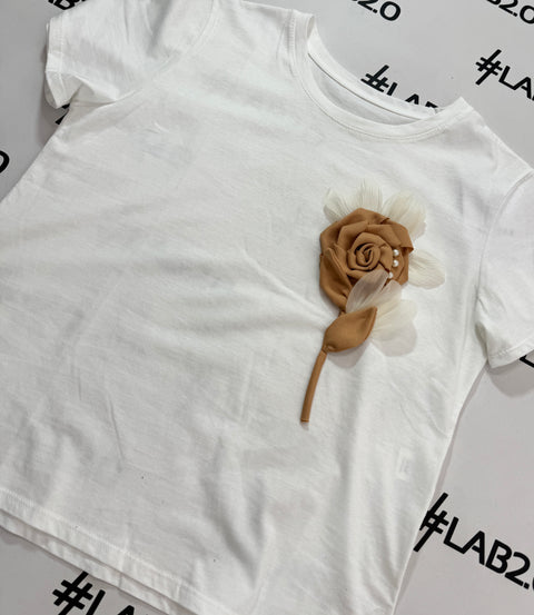 T-shirt Isotta Bianco Camel