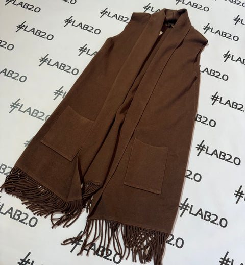 Gilet Fringe Marrone