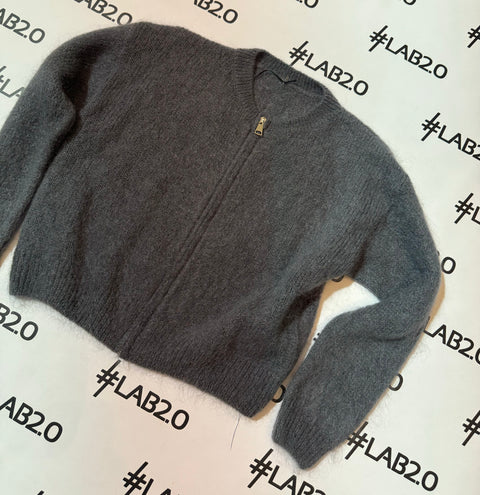 Cardigan Zip Grigio