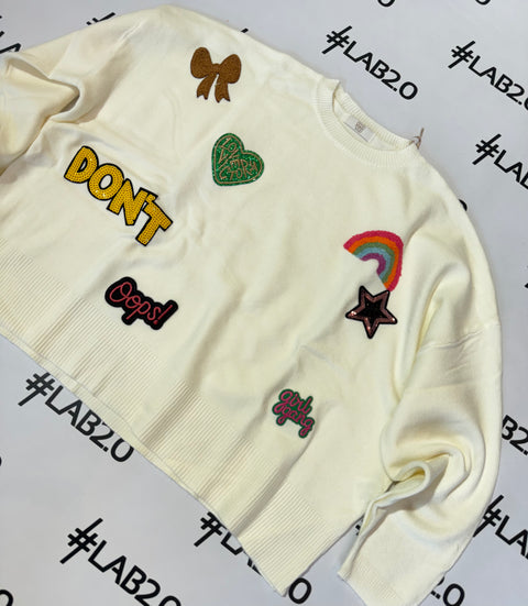 Maglione Patch Panna