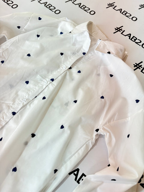 Camicia Cuori Bianca