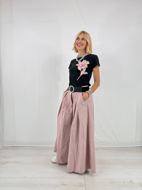 T-shirt Isotta Nero Rosa
