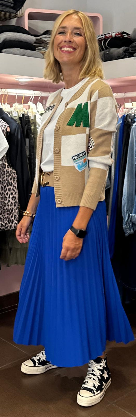 Cardigan Quadri Beige