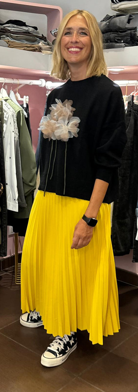 Maglione Flowers Nero