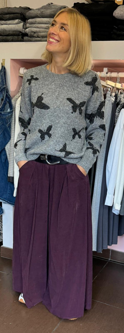 Maglione Farfalle Grigio