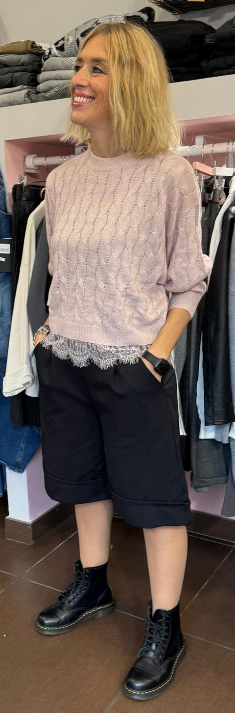 Maglioncino Trecce Rosa