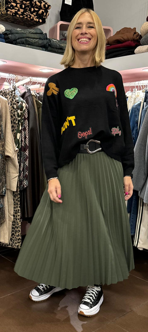 Maglione Patch Nero