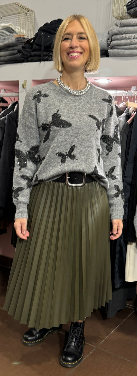 Maglione Farfalle Grigio