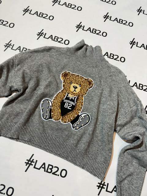 Maglioncino Crop Bear Grigio