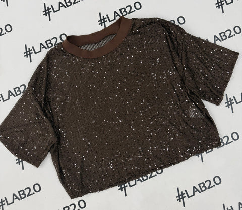 T-shirt  Paillettes Marrone