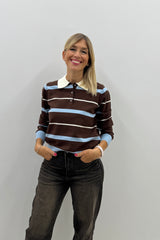 Polo Arisa Marrone Celeste