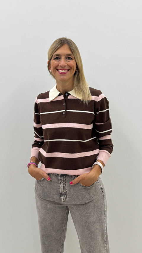 Polo Arisa Marrón Rosa