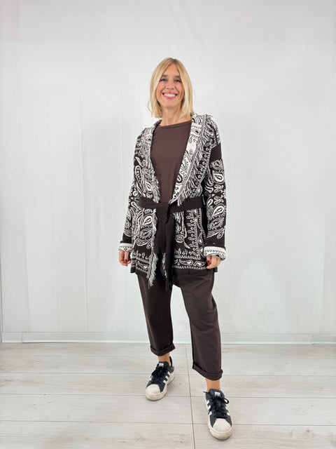 Cardigan Bandana Marrone