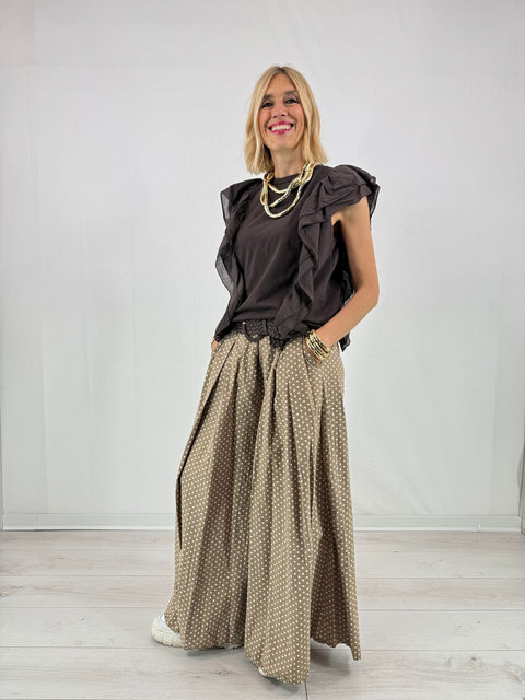 T-shirt Rouches Marrone