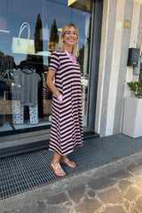 Abito Desire RIGHE Rosa  Marrone