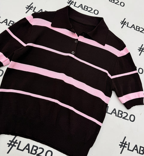 Polo Arisa marrón y rosa