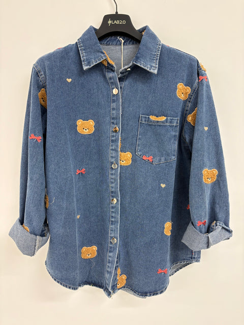 Camicia Lovely Bear Blu