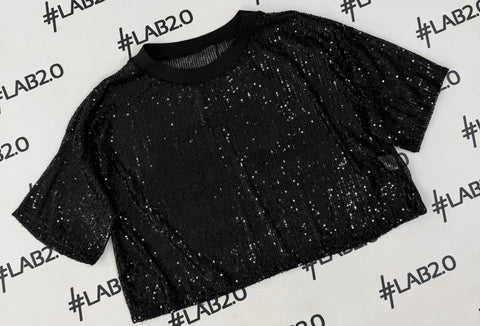 T-shirt  Paillettes Nera