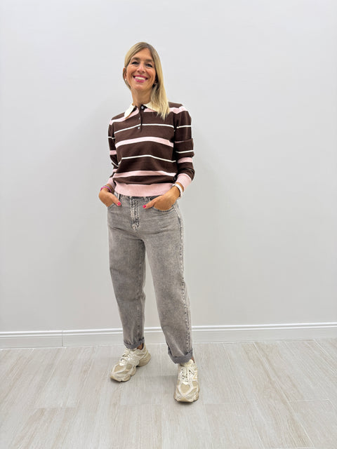 Polo Arisa Marrón Rosa