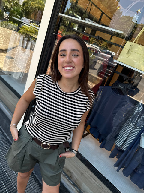 Camiseta Mina negro y beige