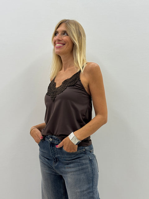 Top Elettra Marrón