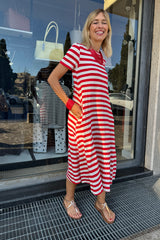 Abito Desire RIGHE Bianco Rosso