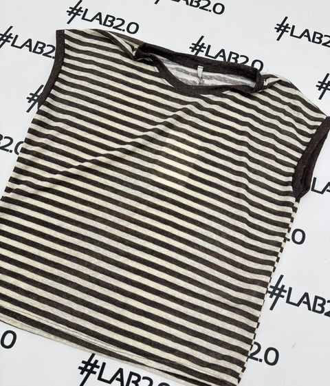 T-shirt Kia Righe Marrone