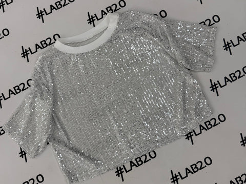 T-shirt  Paillettes Argento