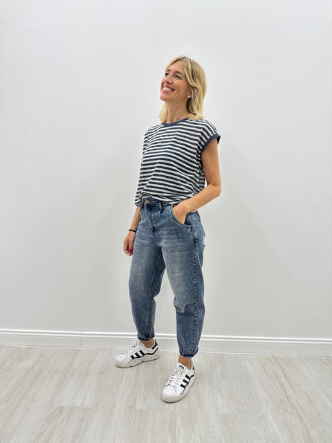 T-shirt Kia Righe Blu