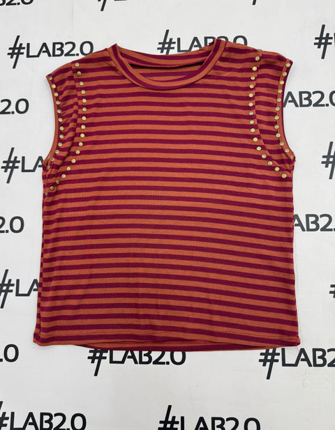 Camiseta Mina burdeos y camel