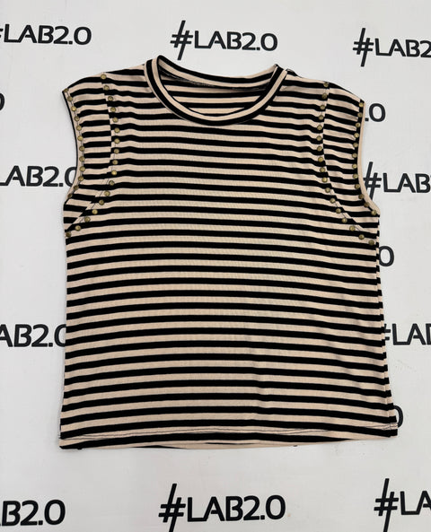 Camiseta Mina negro y beige