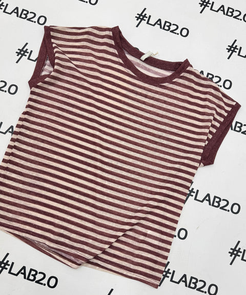 T-shirt Kia Righe Bordeaux
