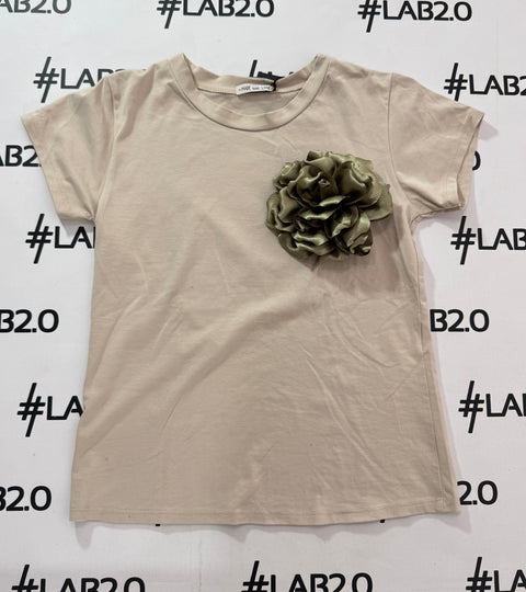 T-shirt Fiore Beige-Verde
