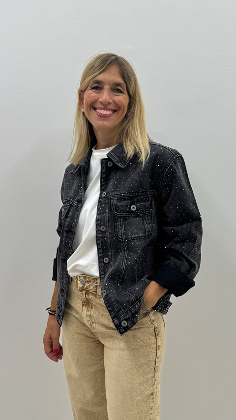 Giacca Black Denim Strass