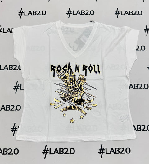 T-shirt Rock Roll Bianca
