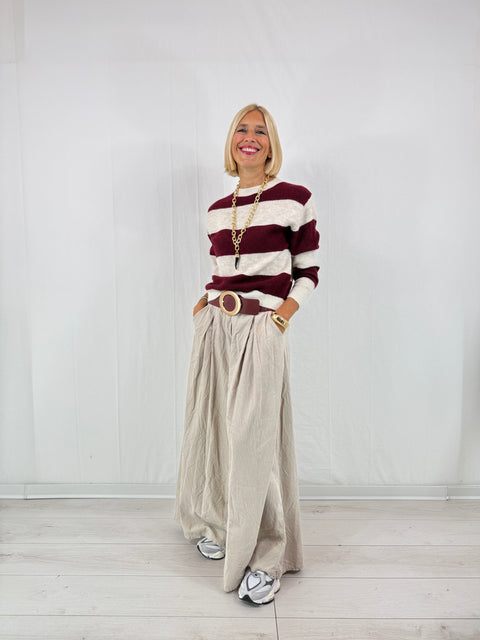 Outfit Maglione Stripes Bordeaux