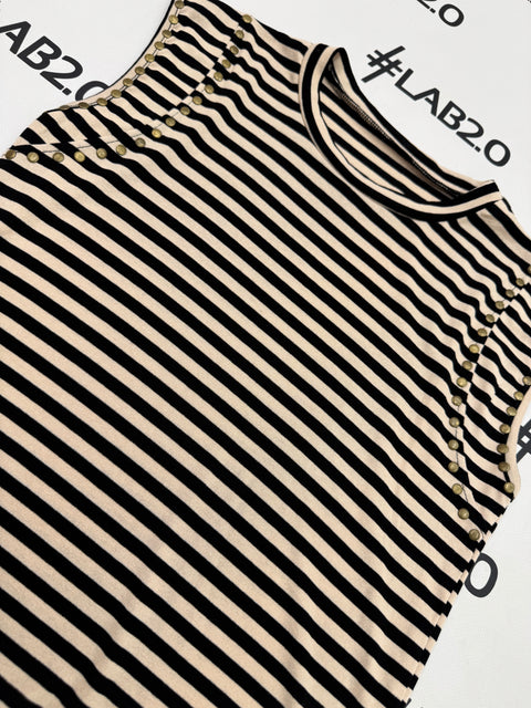 Camiseta Mina negro y beige