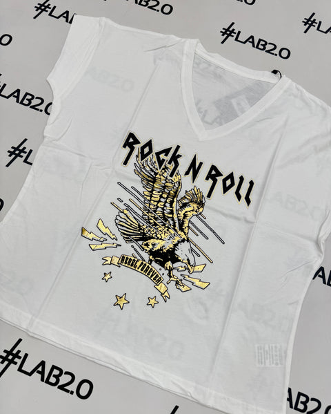 T-shirt Rock Roll Bianca